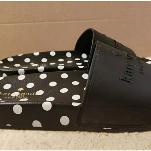 Kate Spade “Sunny” Polka-Dot Sandals Slides Rubber Black Women's Size 8B - Picture 2 of 4